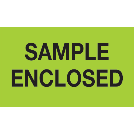 3 x 5" - "Sample Enclosed" (Fluorescent Green) Labels